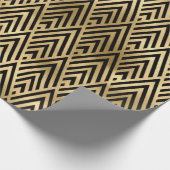 黒と金ゴールドのアールデコパターン ラッピングペーパー (角)