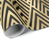 黒と金ゴールドのアールデコパターン ラッピングペーパー (ロールコーナー)