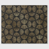 黒と金ゴールドのアールデコパターン ラッピングペーパー (フラット)