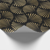 黒と金ゴールドのアールデコパターン ラッピングペーパー (角)