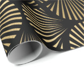 黒と金ゴールドのアールデコパターン ラッピングペーパー (ロールコーナー)