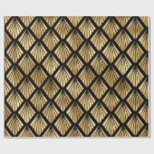 黒と金ゴールドのアールデコパターン ラッピングペーパー (フラット)