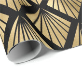 黒と金ゴールドのアールデコパターン ラッピングペーパー (ロールコーナー)