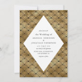 黒と金ゴールドのアールデコパタ結婚ーン 招待状 (正面)