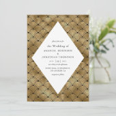 黒と金ゴールドのアールデコパタ結婚ーン 招待状 (スタンド正面)