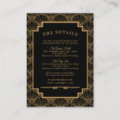 黒と金ゴールドのアールデコファン結婚の花 エンクロージャーカード (正面)