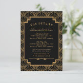 黒と金ゴールドのアールデコファン結婚の花 エンクロージャーカード (スタンド正面)