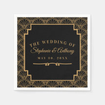 黒と金ゴールドのアールデコファン結婚の花