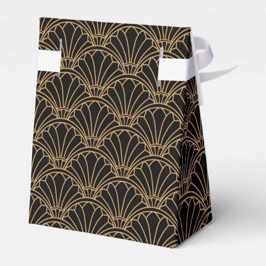 黒と金ゴールドのアールデコファン結婚の花 フェイバーボックス (裏面サイド)