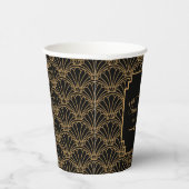 黒と金ゴールドのアールデコファン結婚の花 紙コップ (右)