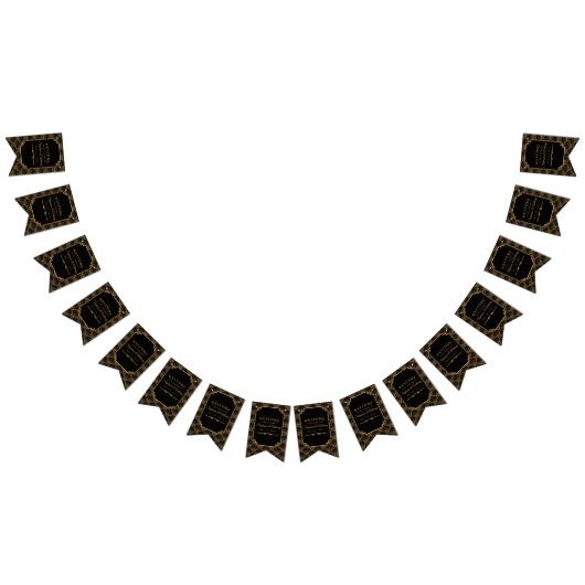 黒と金ゴールドのアールデコフ結婚ァン花の花束 バンティングフラッグ (全)