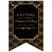 黒と金ゴールドのアールデコフ結婚ァン花の花束 バンティングフラッグ (第1の旗)