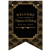 黒と金ゴールドのアールデコフ結婚ァン花の花束 バンティングフラッグ (第3の旗)