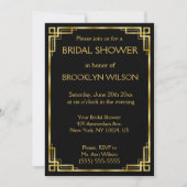 黒と金ゴールドのアールデコブライダルシャワー招待状 招待状 (正面)