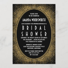 黒と金ゴールドのアールデコブライダルシャワー招待状 招待状
