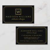 黒と金ゴールドのアールデコモノグラム 名刺 (正面/裏面)