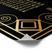 黒と金ゴールドのアールデコ披露宴の座席表 ポスター (角)