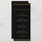 黒と金ゴールドのアールデコ結婚孔雀のメニュー メニュー (正面/裏面)