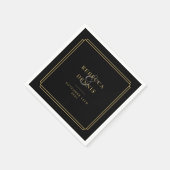 黒と金ゴールドのアールデコ結婚 スタンダードカクテルナプキン (角)
