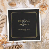 黒と金ゴールドのアールデコ結婚 スタンダードカクテルナプキン