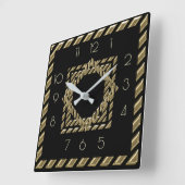 黒と金ゴールドのアールデコ スクエア壁時計 (傾斜)