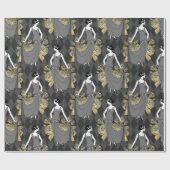 黒と金ゴールドのアールデコ ラッピングペーパー (フラット)