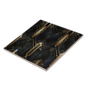 黒と金ゴールドのアールデコ、幾何学的おもしろい タイル (側面)