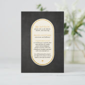 黒と金ゴールドのウェディングレセプションカード エンクロージャーカード (スタンド正面)