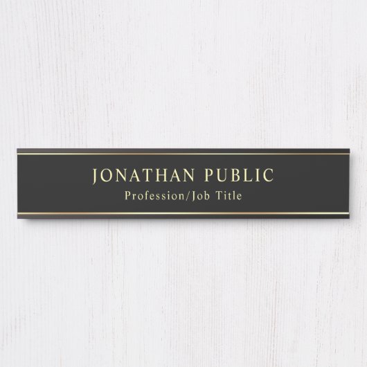 黒と金ゴールドのエレガントテンプレートクラシックルック サインプレート (正面)