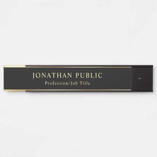 黒と金ゴールドのエレガントテンプレートクラシックルック サインプレート (正面)