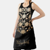 黒と金ゴールドのエレガントフローラ エプロン (インサイチュ)