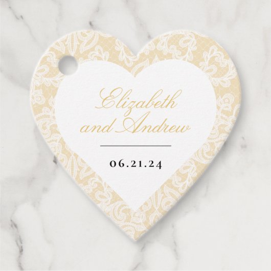 黒と金ゴールドのエレガントレース結婚スクリプトの正方形 フェイバータグ (正面)