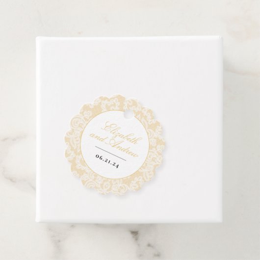 黒と金ゴールドのエレガントレース結婚スクリプトの正方形 フェイバータグ (インサイチュ)