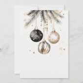 黒と金ゴールドのオーナメントバウブルクリスマスパーティー 招待状 (裏面)