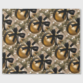 黒と金ゴールドのオーナメント写真 ラッピングペーパー (フラット)