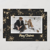 黒と金ゴールドのキラキラしたクリスマスカード シーズンカード (正面/裏面)