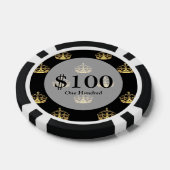 黒と金ゴールドのクラウンパターン ポーカーチップ (シングル)