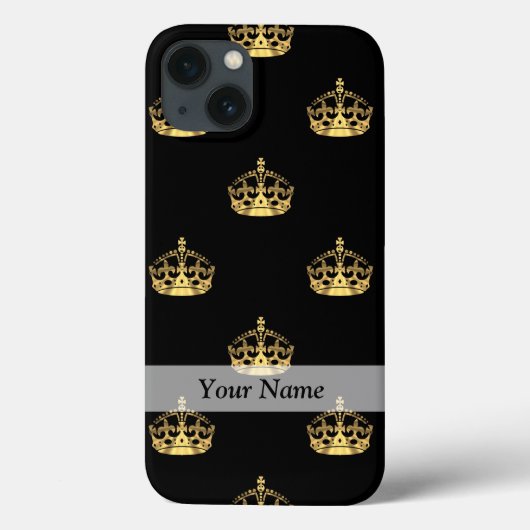 黒と金ゴールドのクラウンパターン Case-Mate iPhoneケース (裏面)