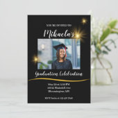 黒と金ゴールドのクラススクリプトの卒業招待状 招待状 (スタンド正面)