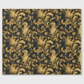 黒と金ゴールドのクラスパエレガントターン ラッピングペーパー (フラット)