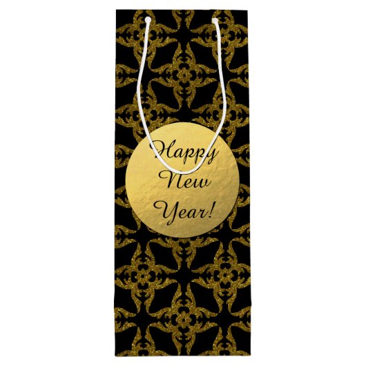 黒と金ゴールドのクラス、新年、ワイン抱き枕 ワインギフトバッグ (裏面)