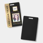 黒と金ゴールドのクリエイティブエグゼクティブ従業員IDバッジ バッジ (表裏)