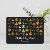 黒と金ゴールドのクリスマスアイコン シーズンカード (スタンド正面)
