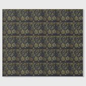 黒と金ゴールドのクリスマスオーナメントパターンギフト ラッピングペーパー (フラット)