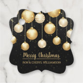 黒と金ゴールドのクリスマスオーナメント フェイバータグ (正面)