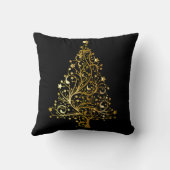 黒と金ゴールドのクリスマスツリー クッション (裏面)