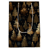 黒と金ゴールドのクリスマスツリー ミディアムペーパーバッグ (裏面)