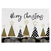 黒と金ゴールドのクリスマスツリー ラージペーパーバッグ (裏面)