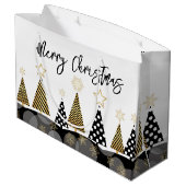黒と金ゴールドのクリスマスツリー ラージペーパーバッグ (裏面アングル)