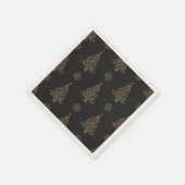 黒と金ゴールドのクリスマスパターン スタンダードカクテルナプキン (角)